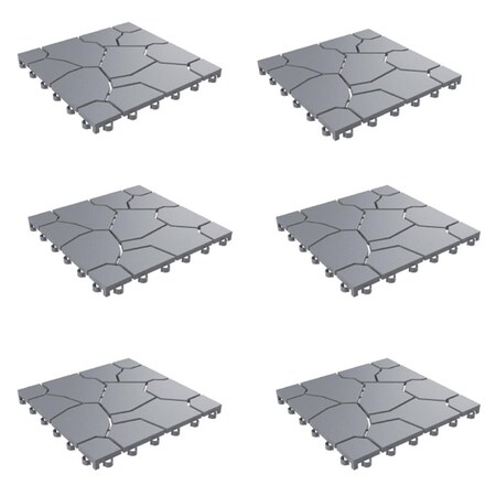 Pure Garden Patio & Deck Tiles-Interlocking Stone Look Outdoor Flooring Pavers - Grey - Set of 6 50-LG1171